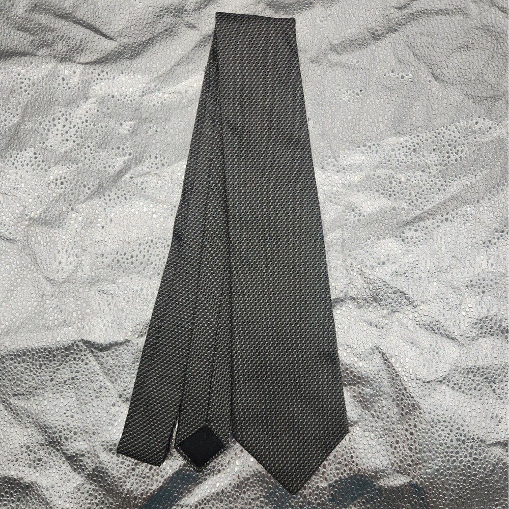 Tie Lanvin Paris Gray Geometric Dot Pattern Designer Silk Necktie Vintage